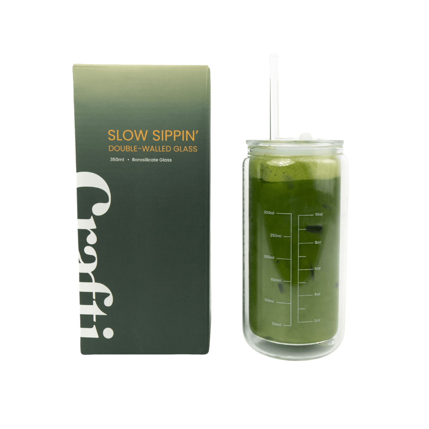 Crafti Slow Sippin' Double Walled Glass Tumbler